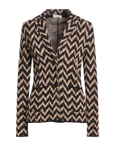 Woman Blazer Dark brown Size 4 Merino Wool