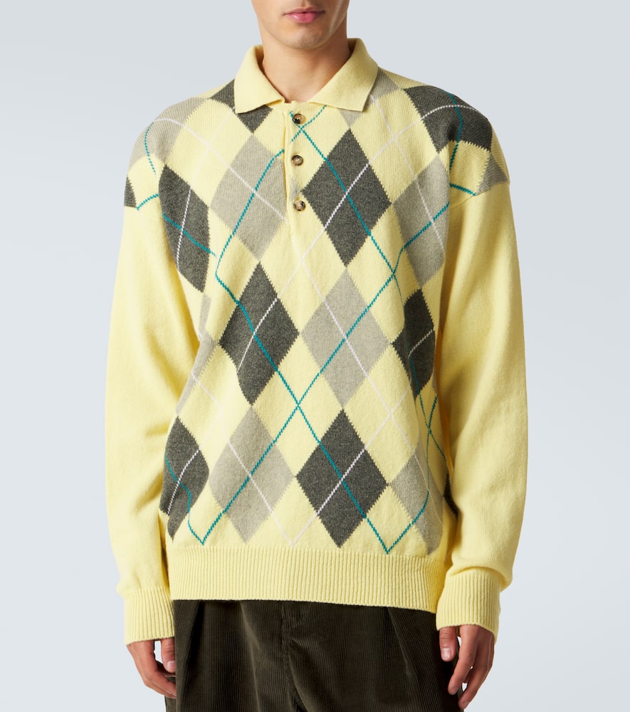 Argyle wool polo sweater