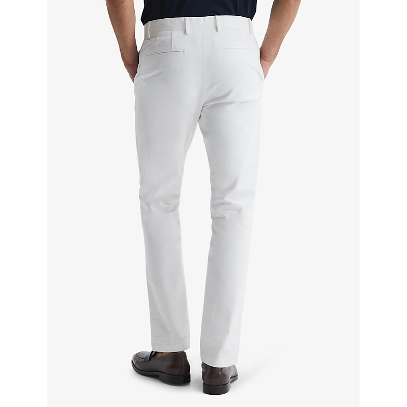 Mens White Pitch Slim-leg Washed-finish Stretch-cotton Chinos