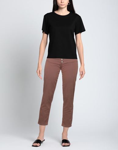 Woman Jeans Chocolate brown Size 10 Cotton, Elastane