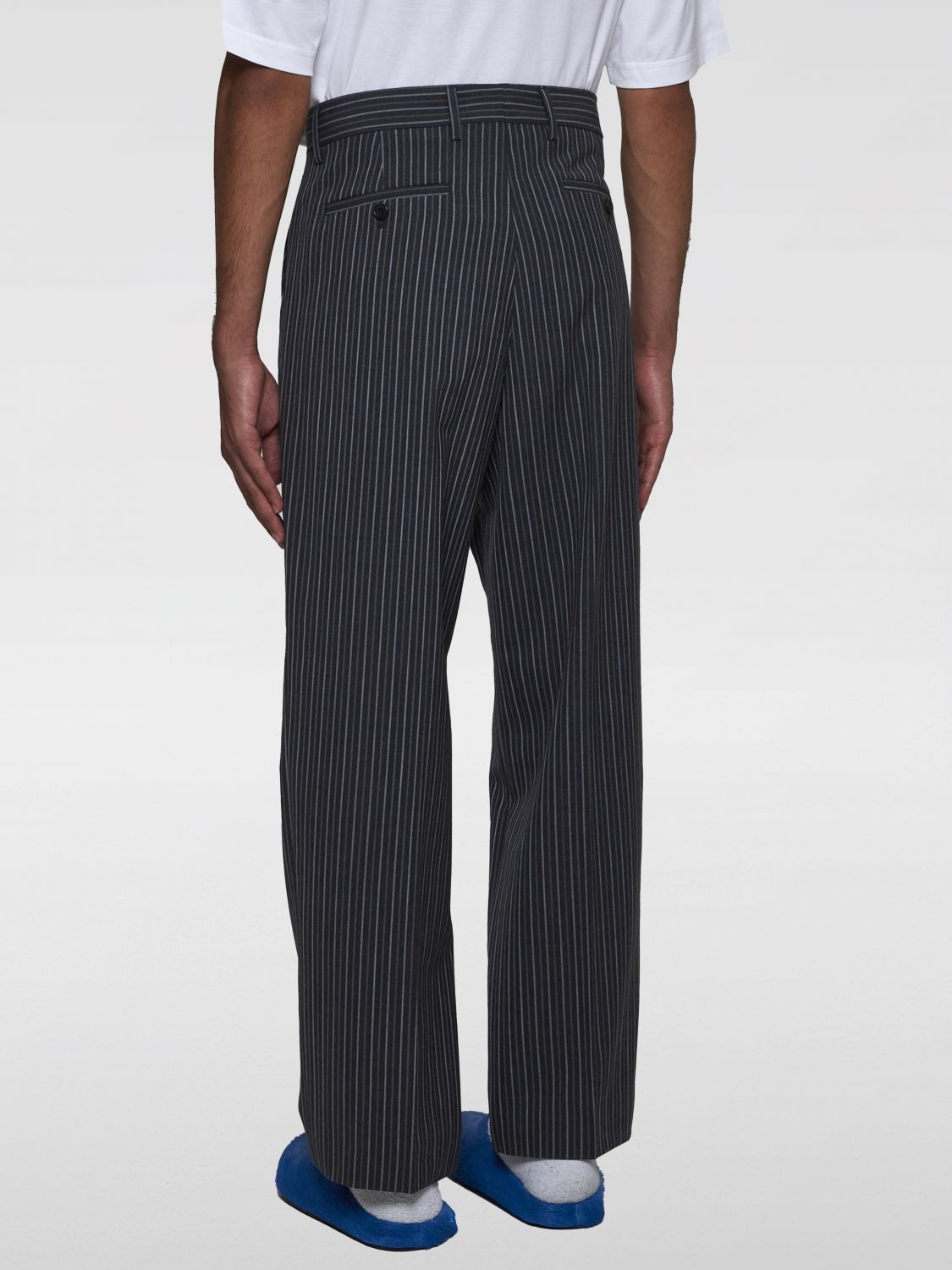 Distressed-effect striped trousers - Black