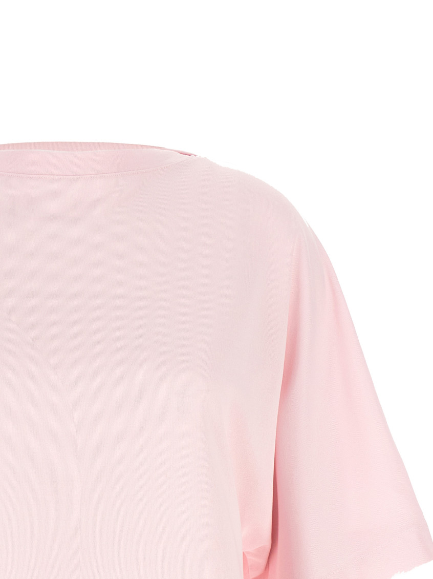 Pink Solid Boat Neck T-Shirt