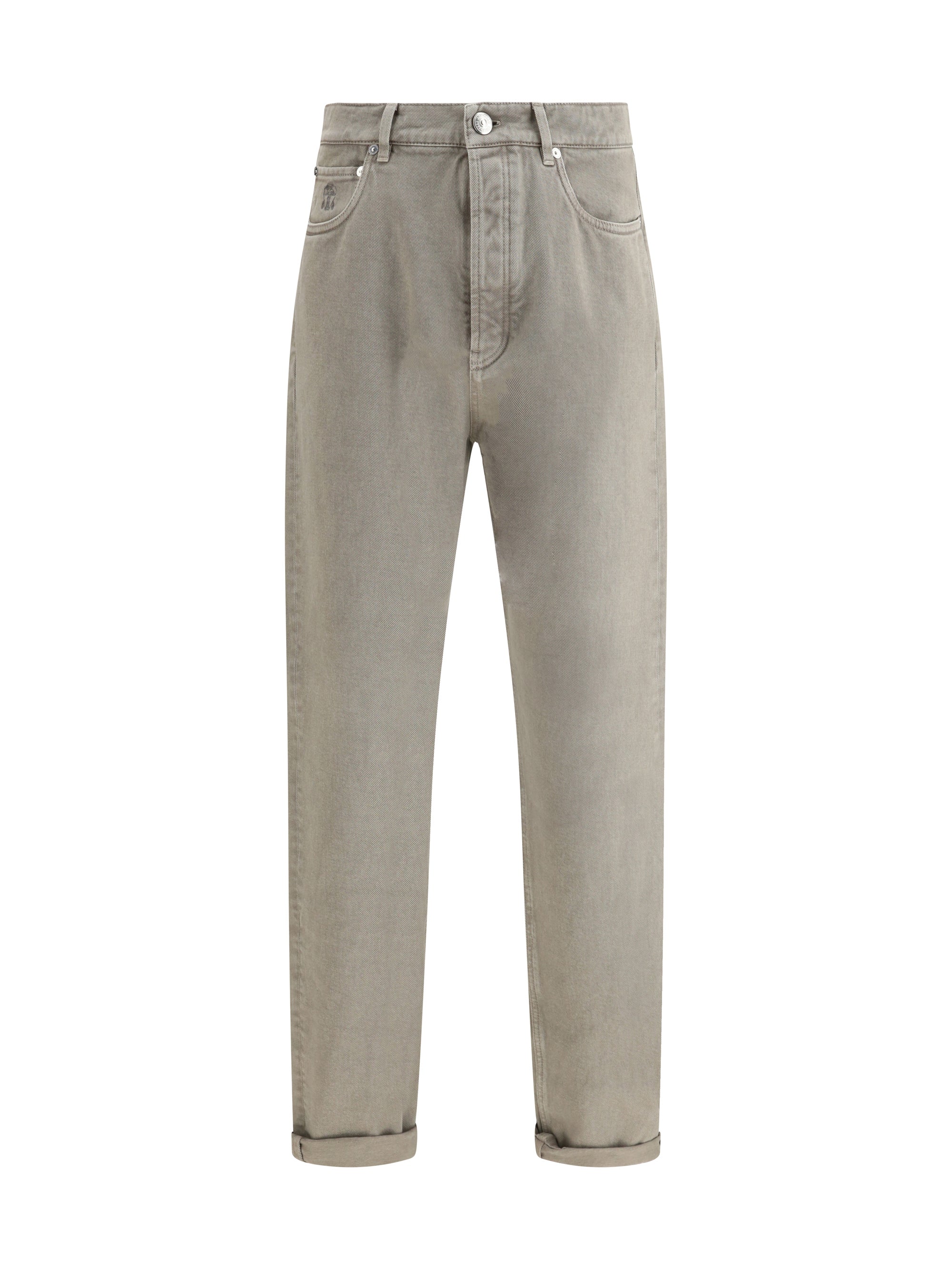 Garment-Dyed Denim Jeans — Beige