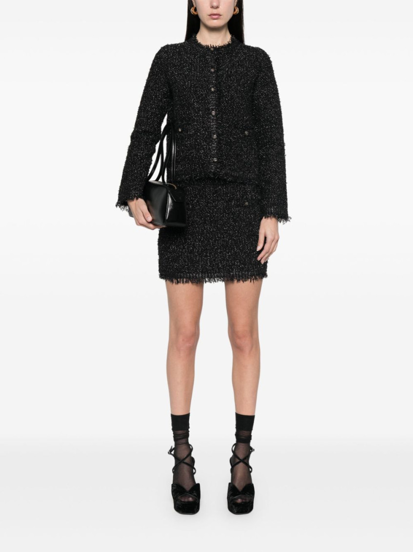 Black Viscose Blend Mini Skirt