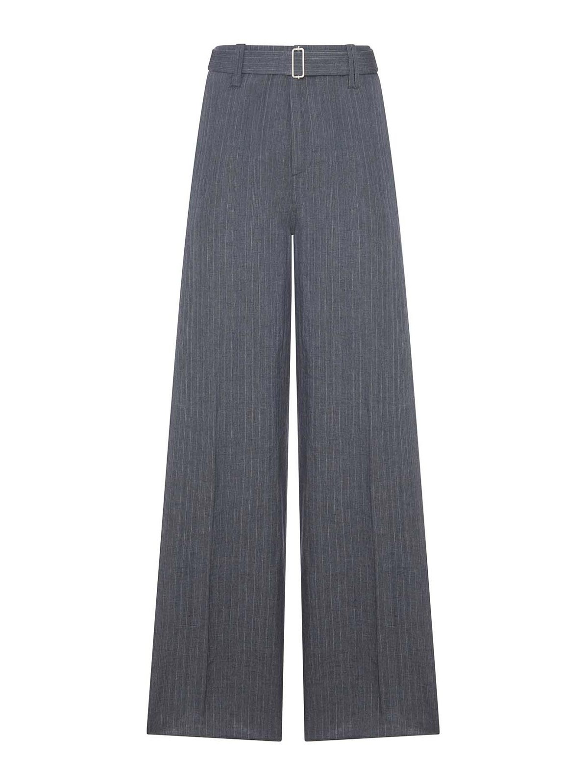 Tailored Pinstripe Linen Palazzo Trousers