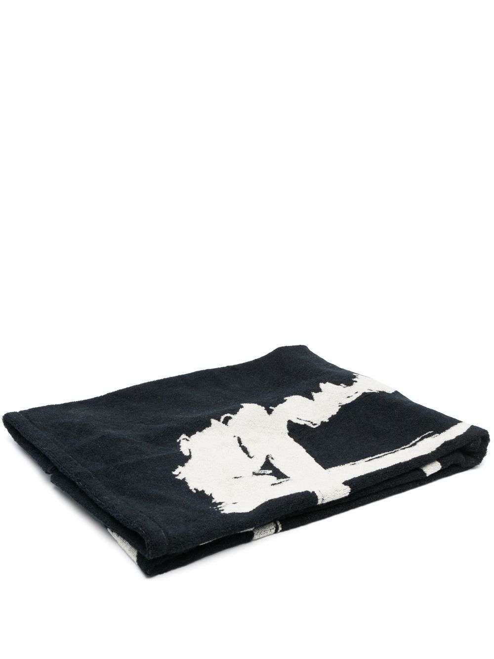 Logo print towel - Black