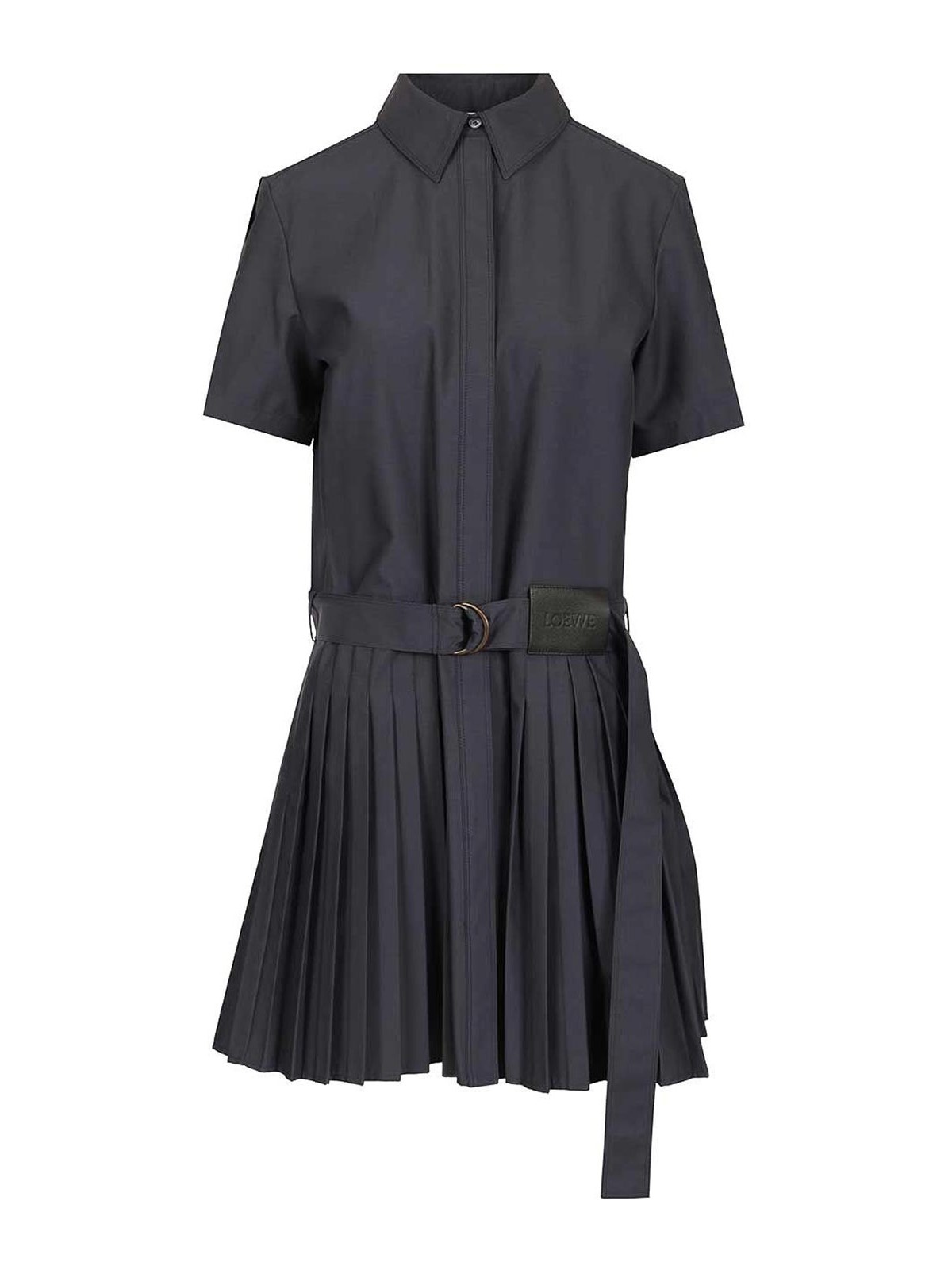 Loewe - pleated gabardine dress d ring belt