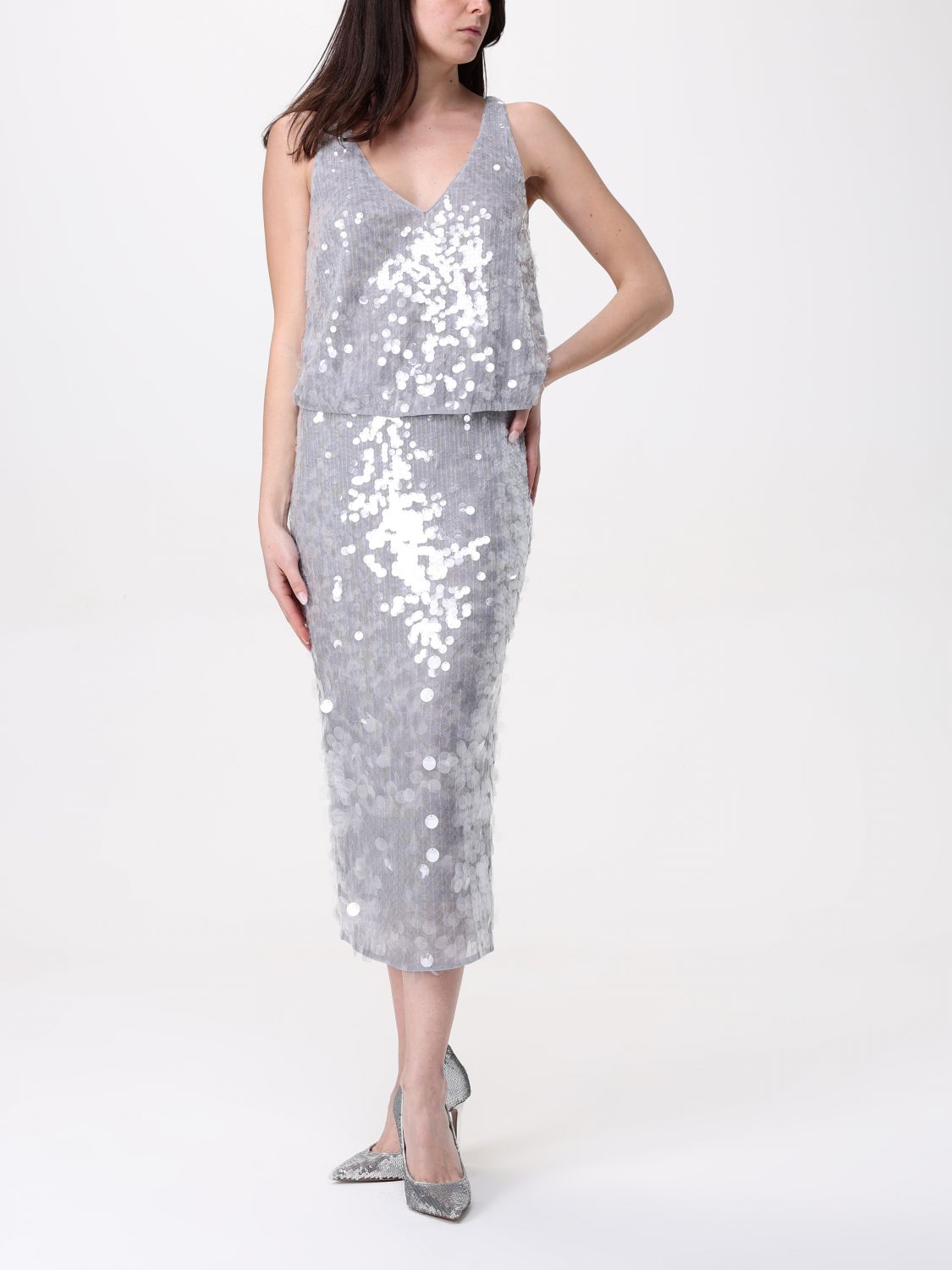 Sequinned midi skirt - Grey