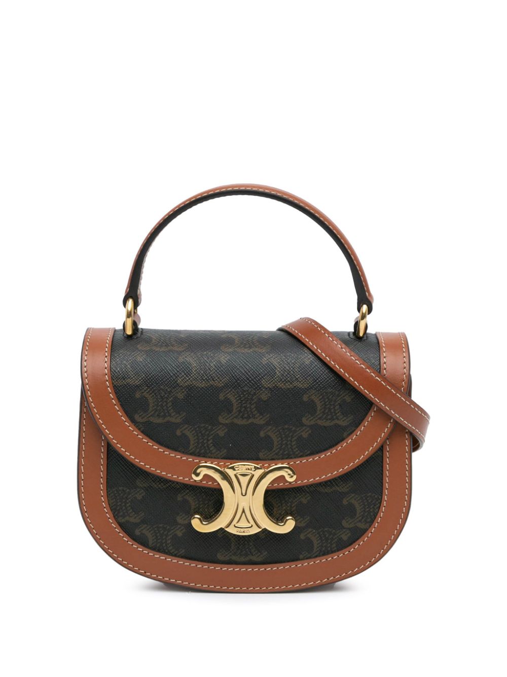 2023 Mini Triomphe Coated Canvas Besace Clea satchel - Brown