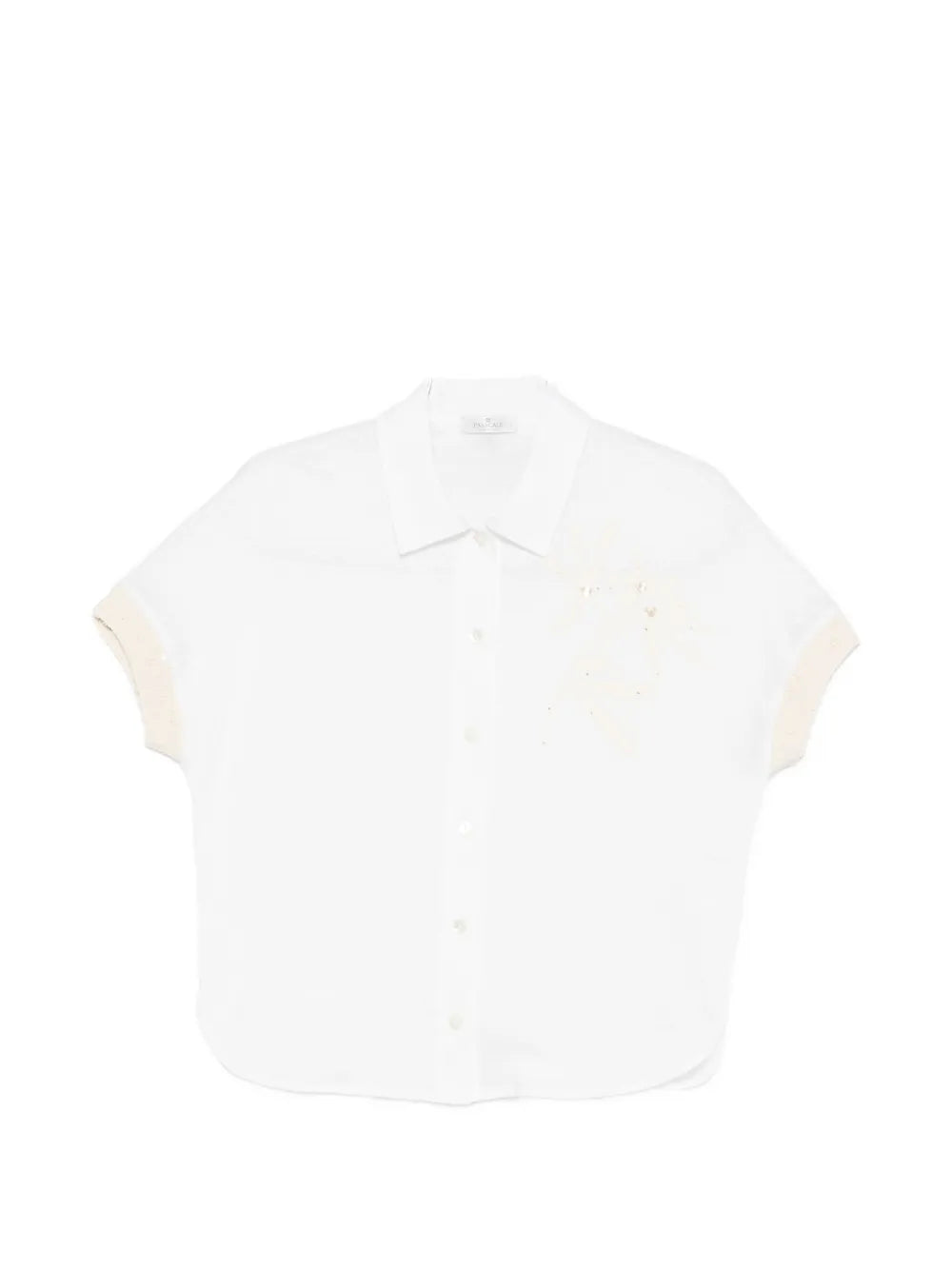 Sequin-Embellished Floral-Embroidered Shirt — White