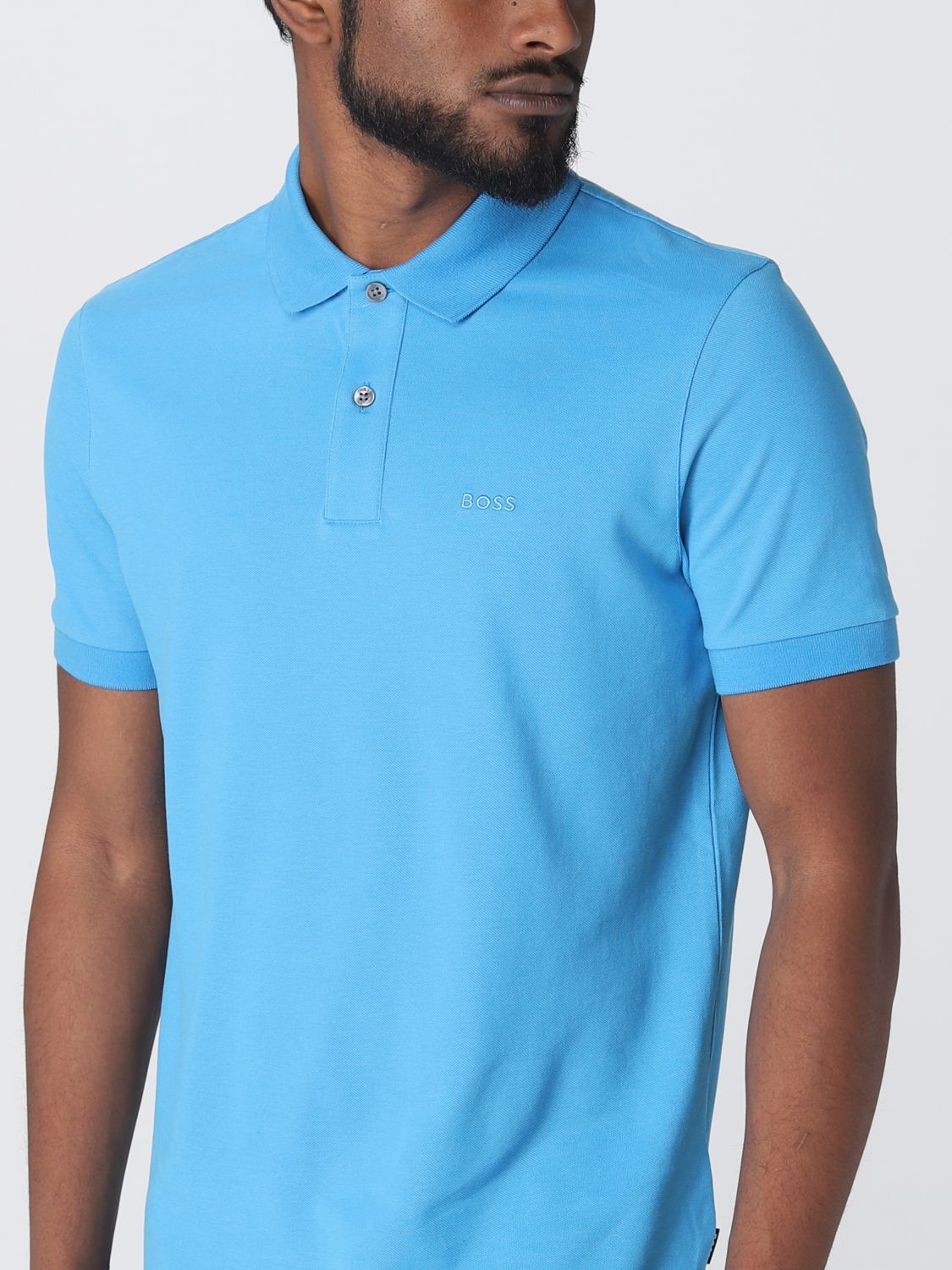 Polo Shirt Men color Gnawed Blue