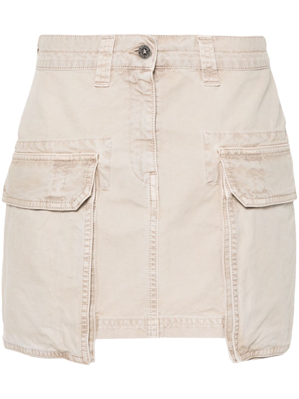 Distressed cotton mini skirt - Neutrals