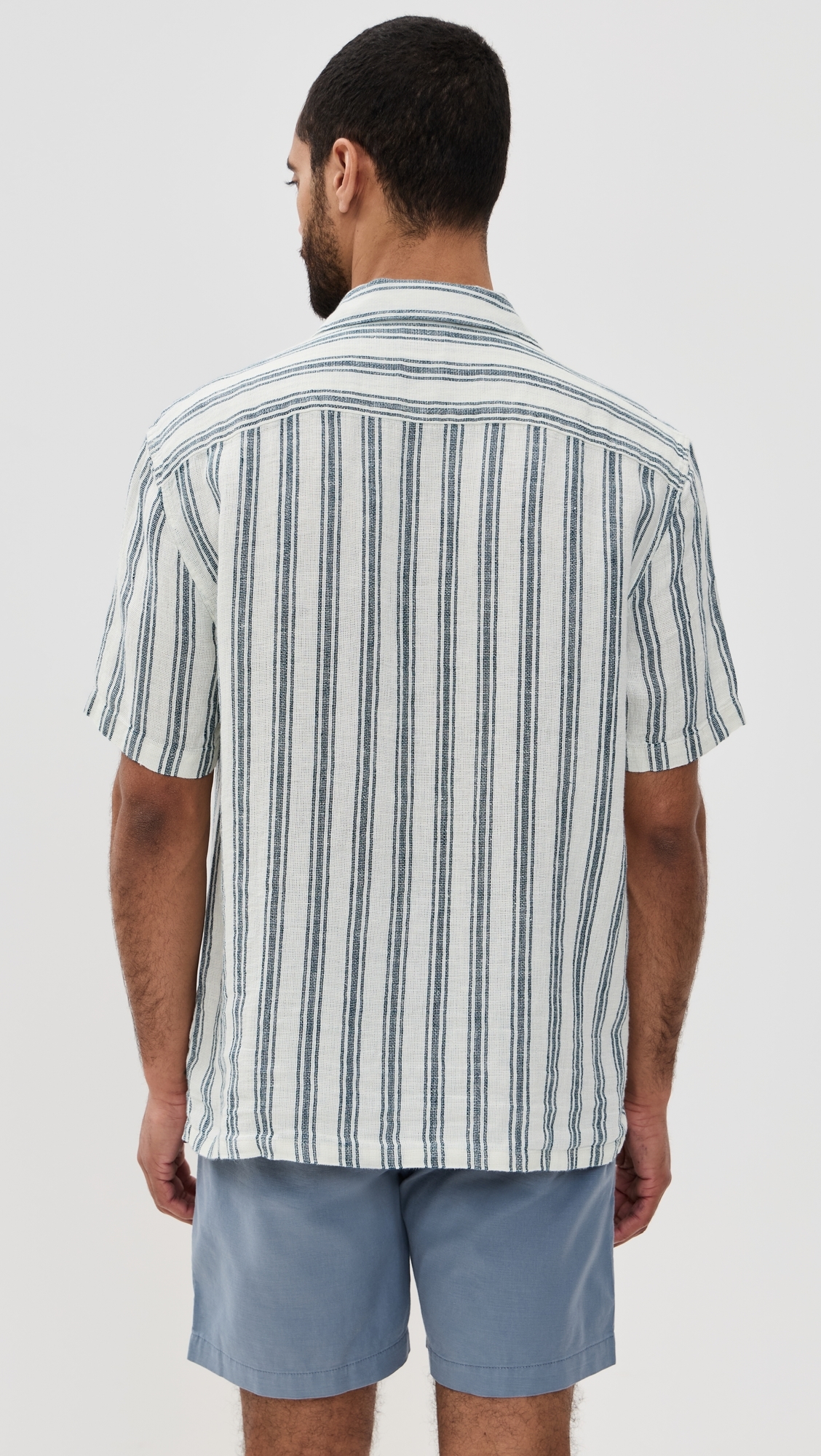 Faherty Palma Linen Camp Shirt Ryecroft Valley Stripe 