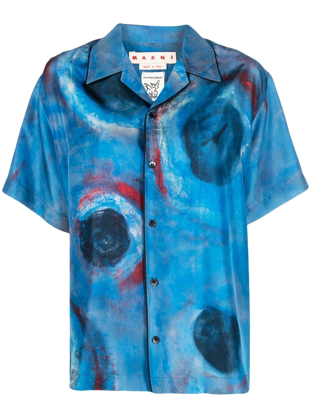 Abstract-print silk shirt - Blue