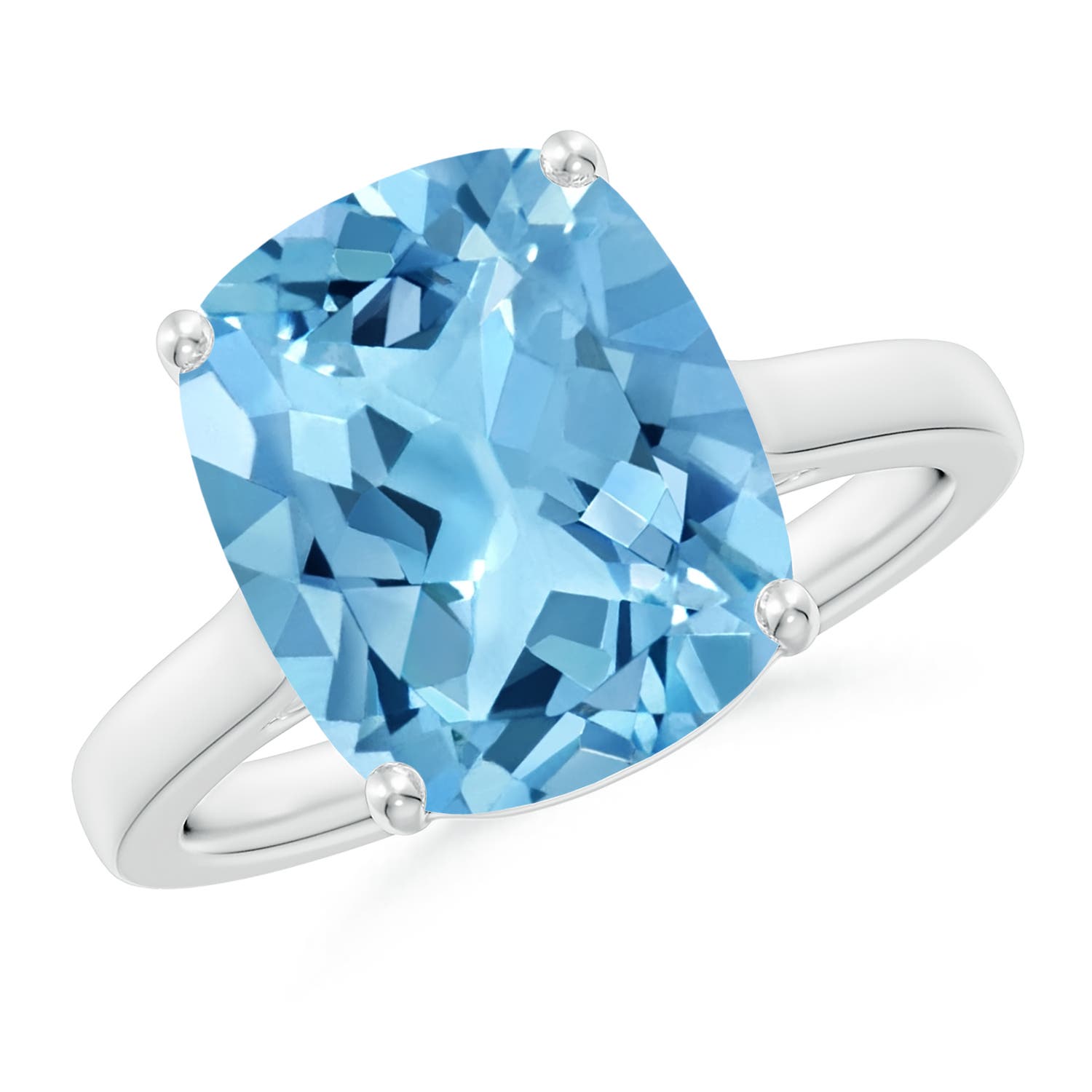Angara 5.8 Carats Classic Cushion Swiss Blue Topaz Solitaire Ring with Hidden Accents in Platinum