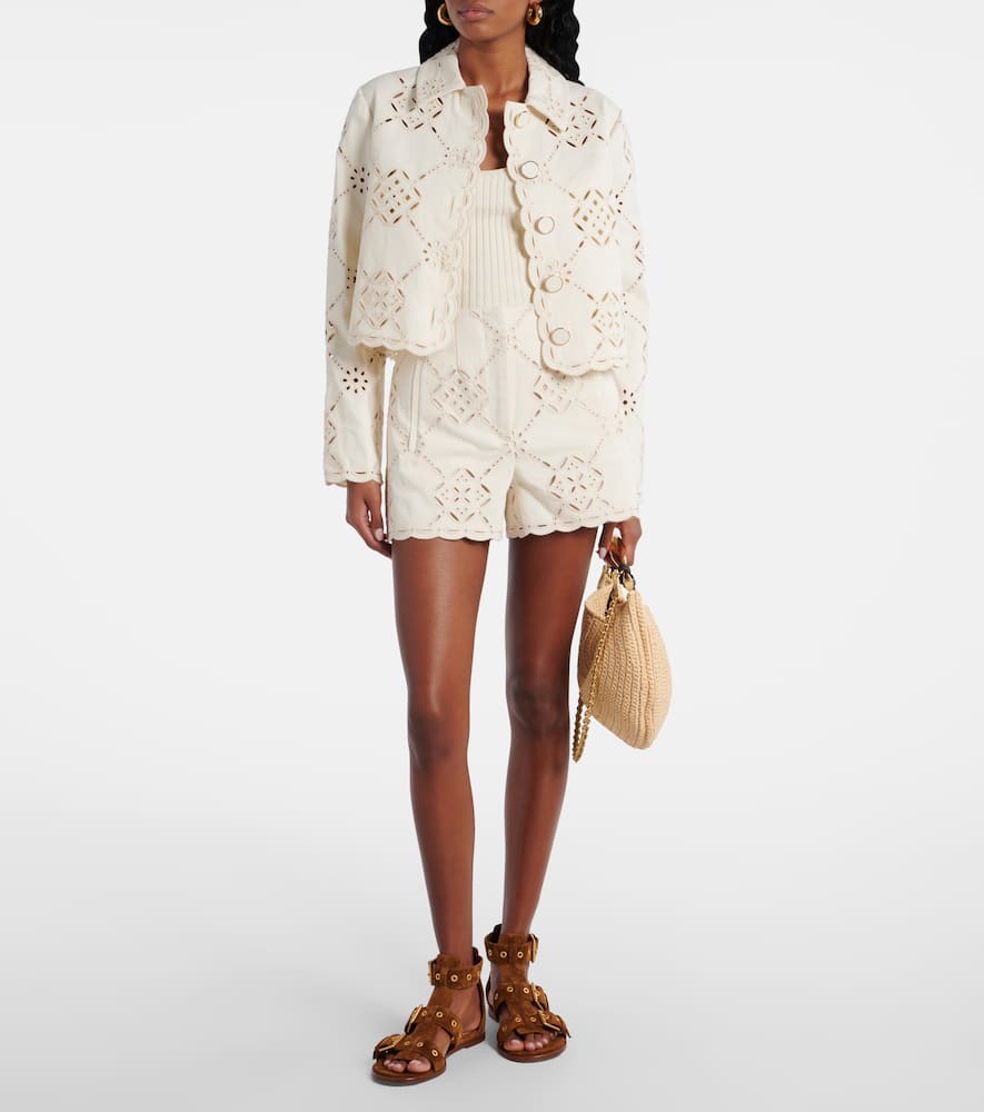 Adelaide laser-cut cropped cotton jacket