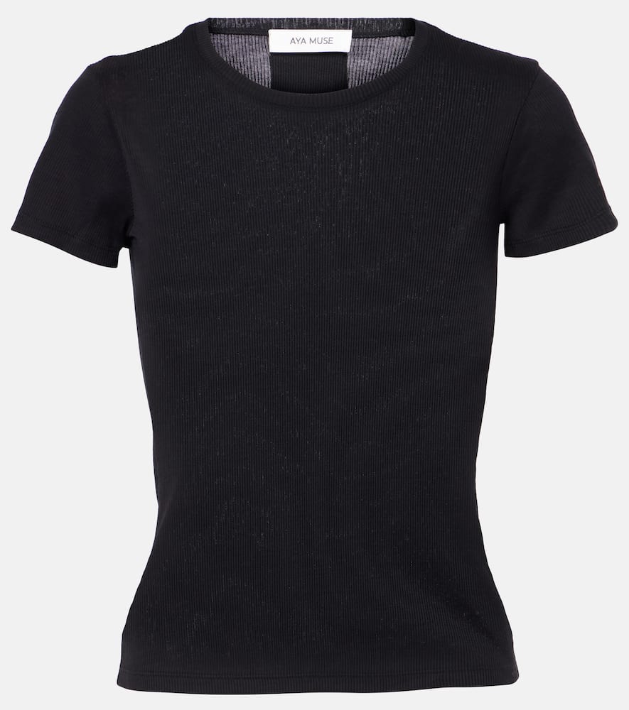 Ribbed-knit cotton T-shirt