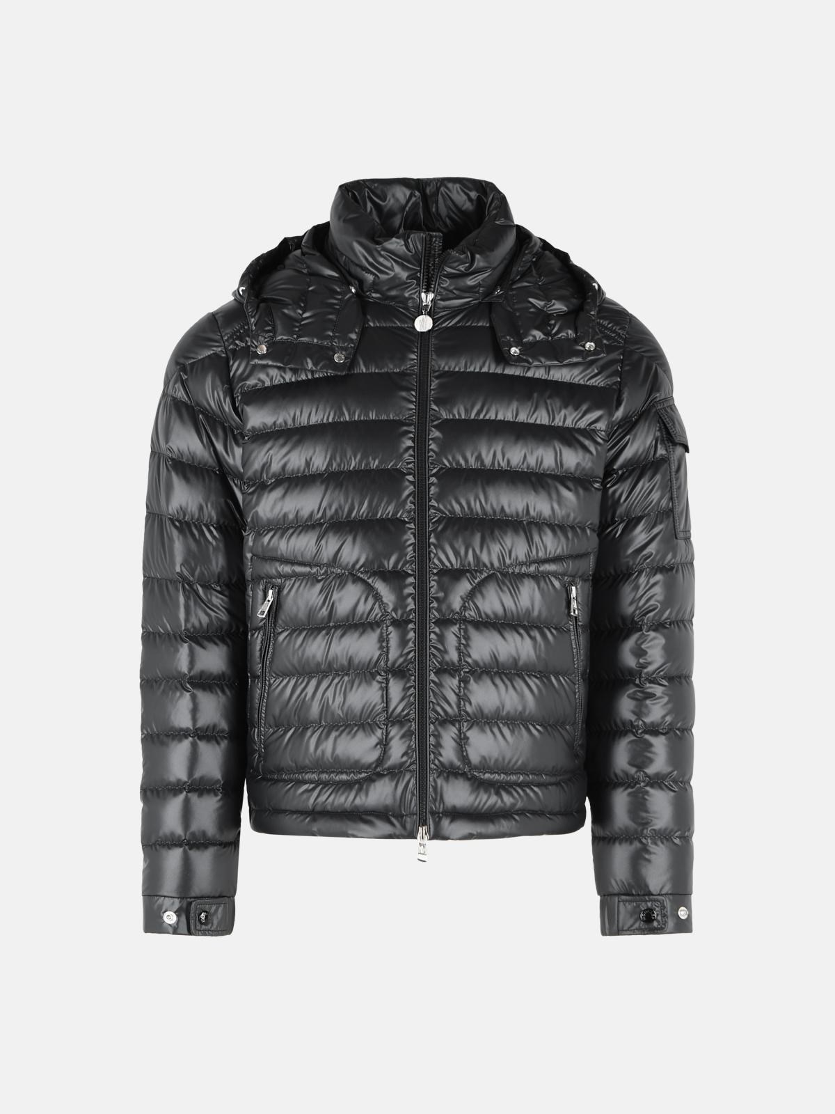 'Lauros' Short Hooded Down Jacket In Black Polyester