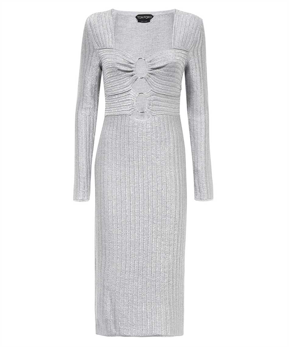 Cut-out detailing ribbed-knit dress - Grey