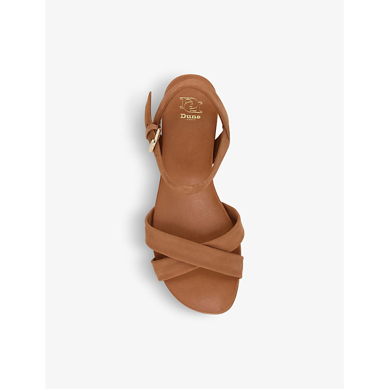Womens Camel-nubuck Landie Cross-strap Leather Sandals