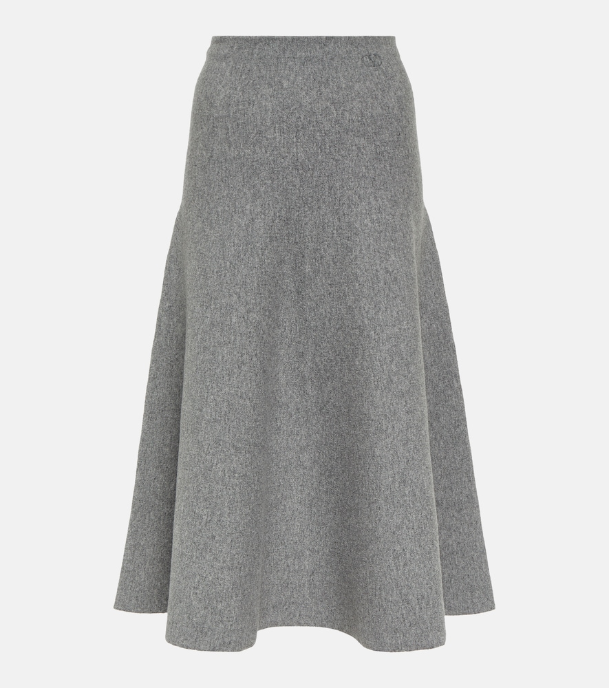 High-rise wool-blend midi skirt