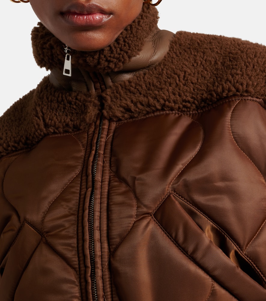 Quilted shearling bomber jacket
