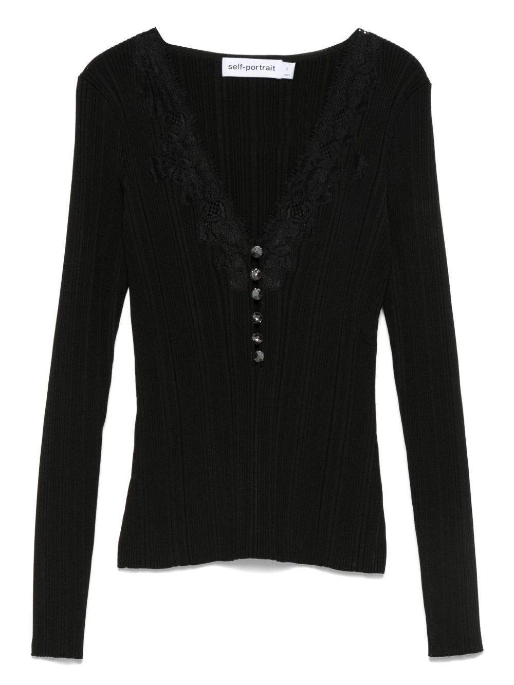 Lace-trimmed ribbed top