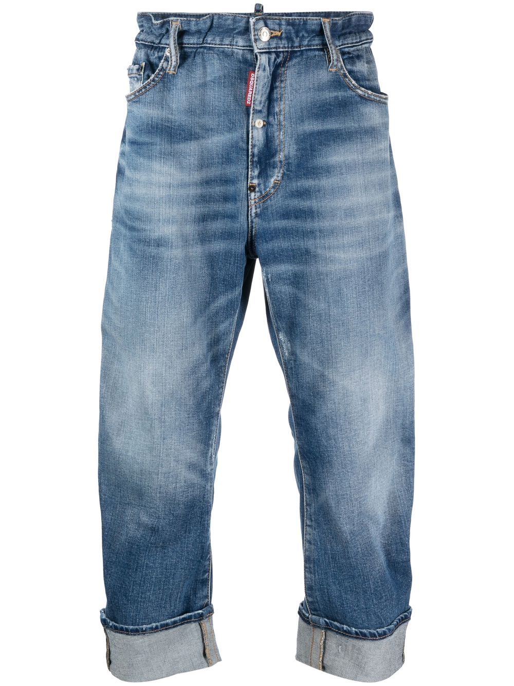 Logo-print cropped jeans - Blue