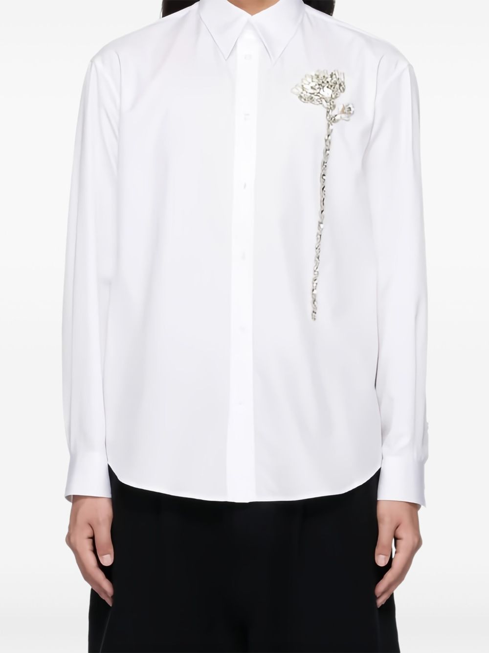Floral-appliqué shirt - White