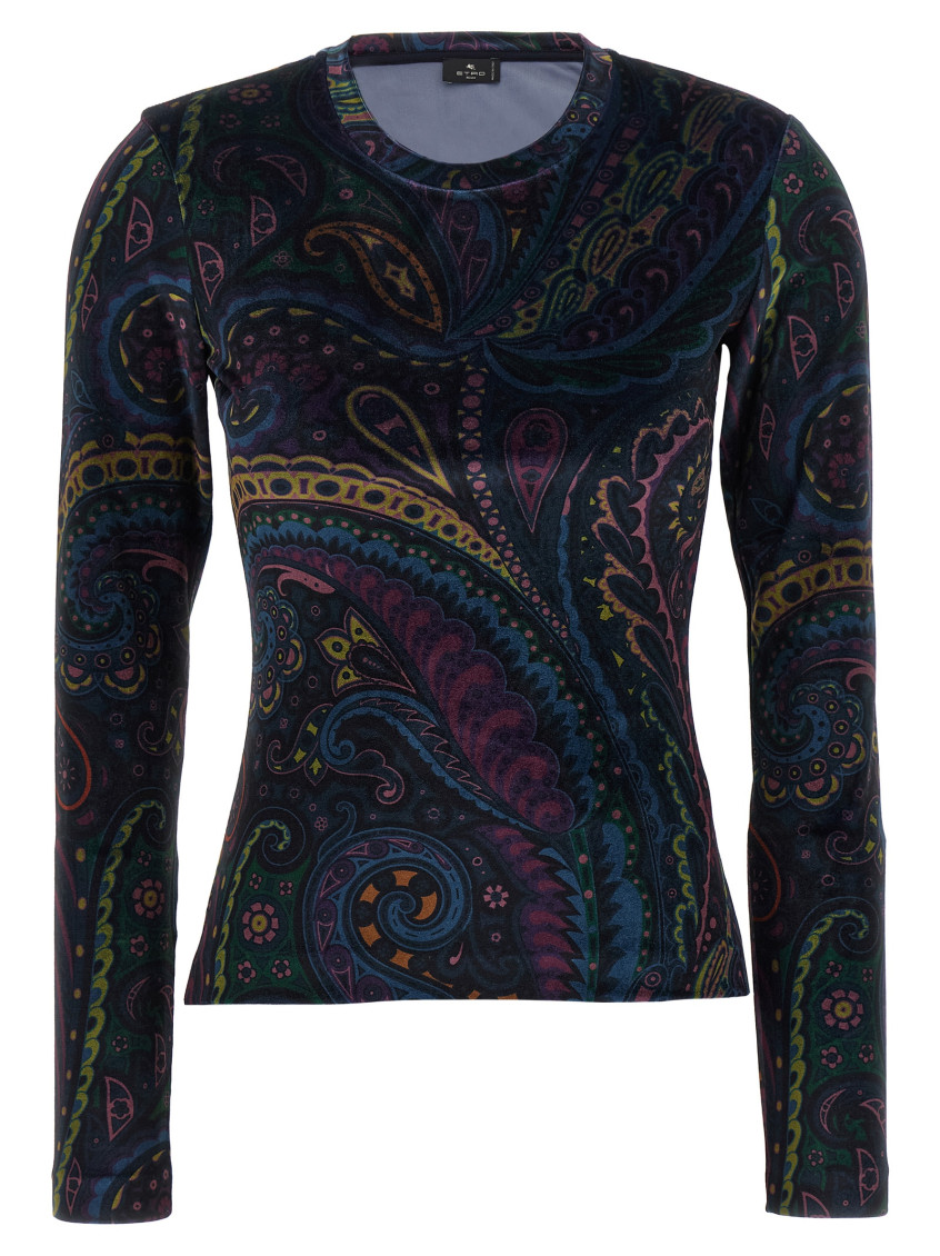 Chenille T-shirt With Multicolor Print
