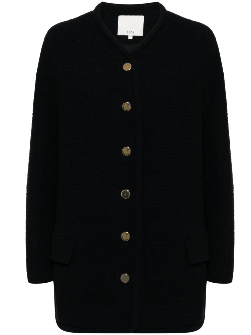 Collarless cardigan - Blue