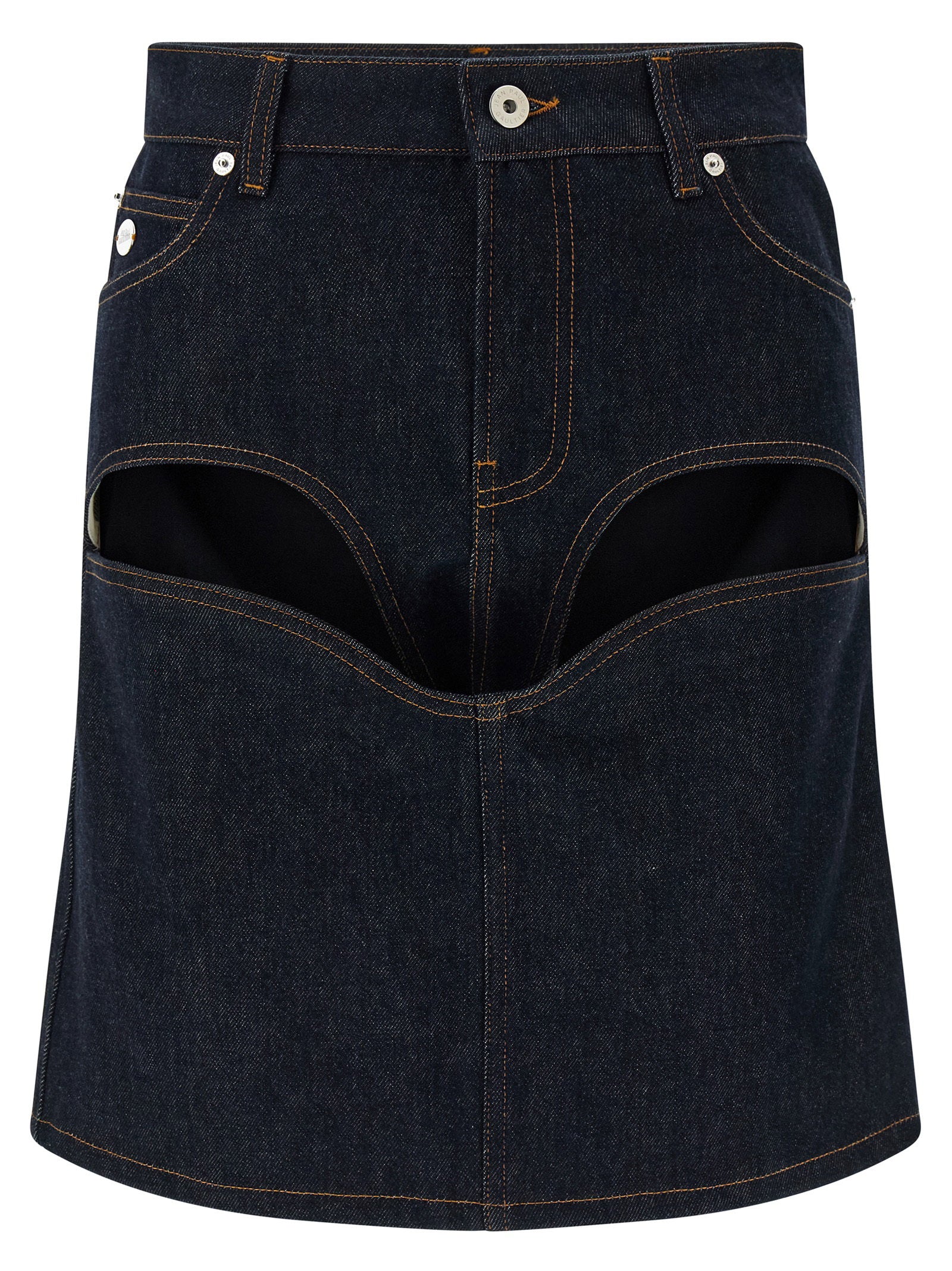 Denim Mini Skirt With Cuts And Turn Up Skirt
