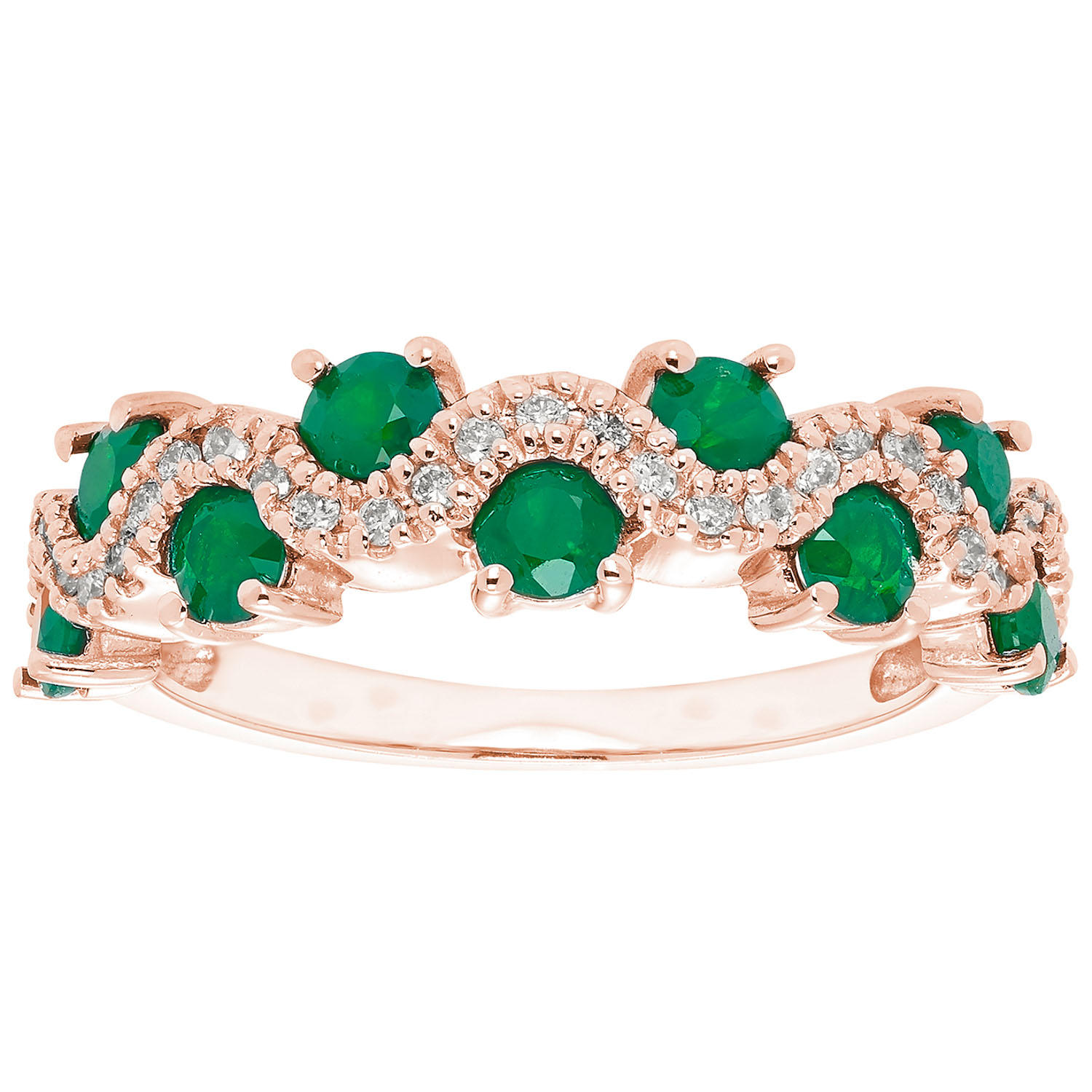 1.0CTGenuineEmeraldand.15CT.T.W.DiamondBandin14kRose6