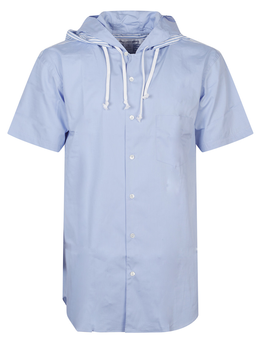 Sky Blue Regular Hooded Shirt