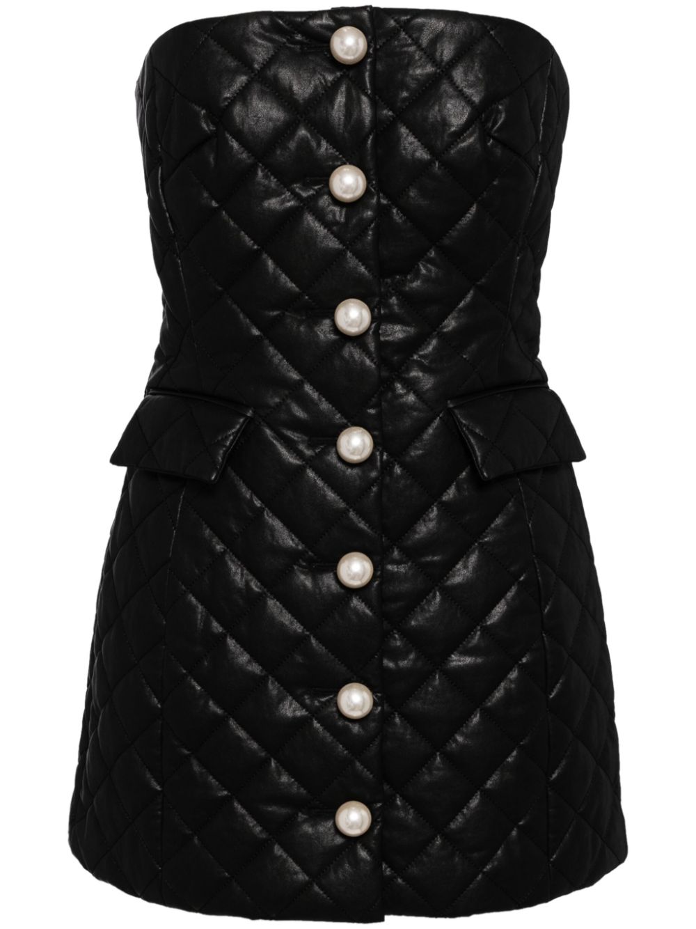 Pearl button quilted dress - Black