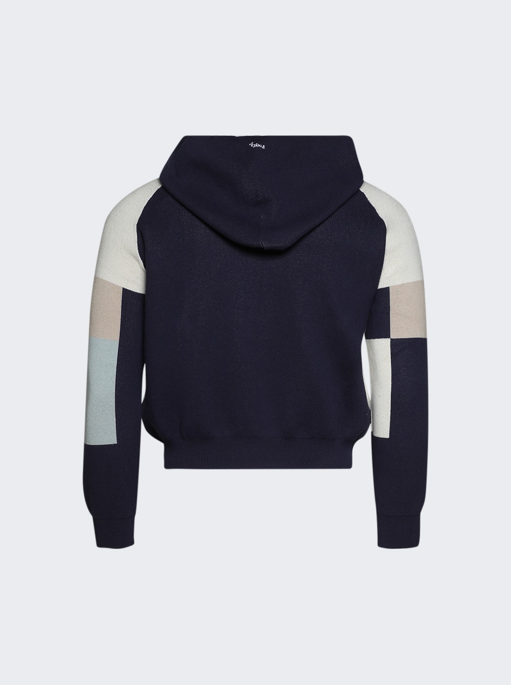 Block Knit Hoodie Blue