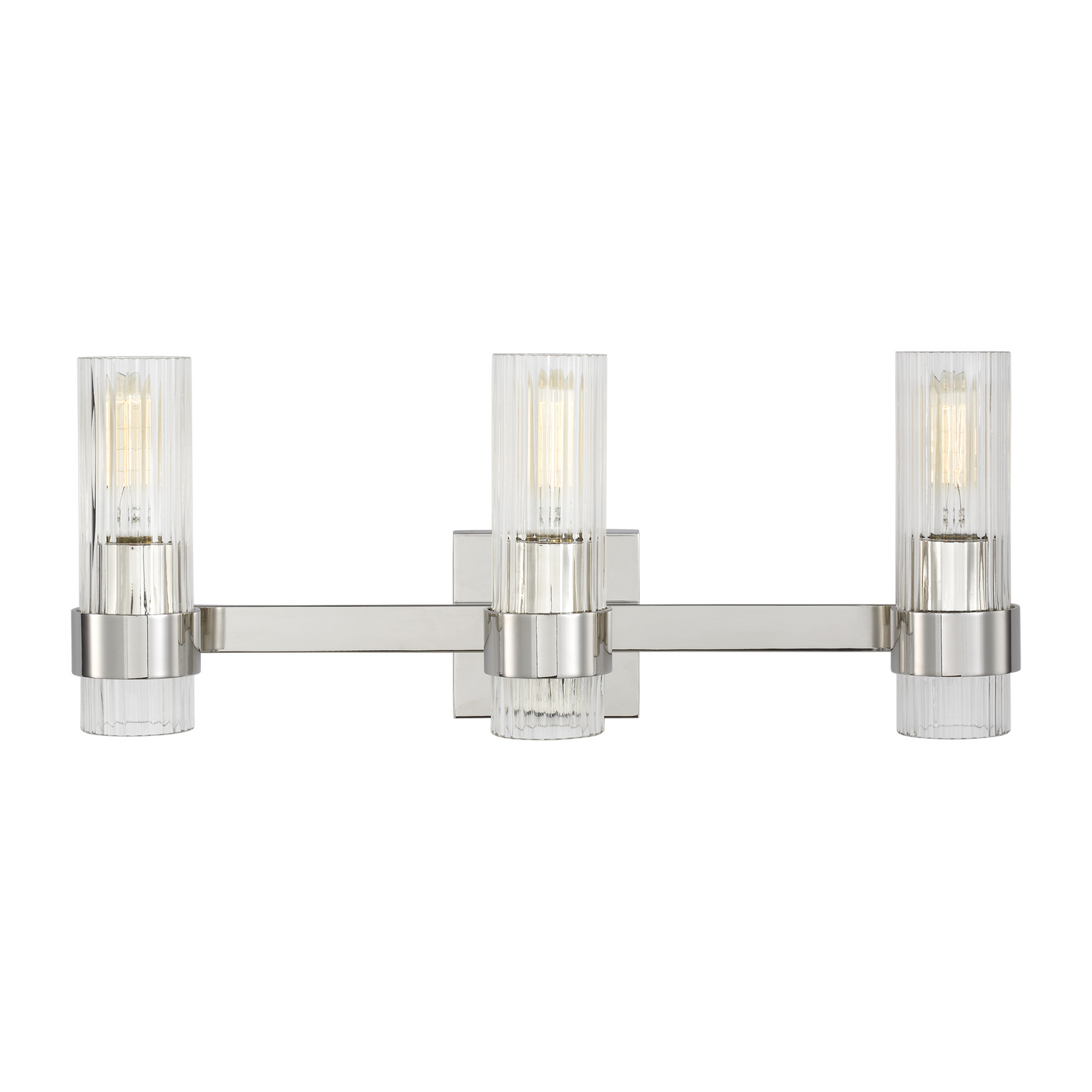 Visual Comfort Studio Geneva 3-Light Bathroom Vanity Light in Polished Nickel by Chapman & Myer