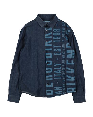 Bikkembergs Kid Boy Denim shirt Blue Size 16+ Cotton, Elastic fibres