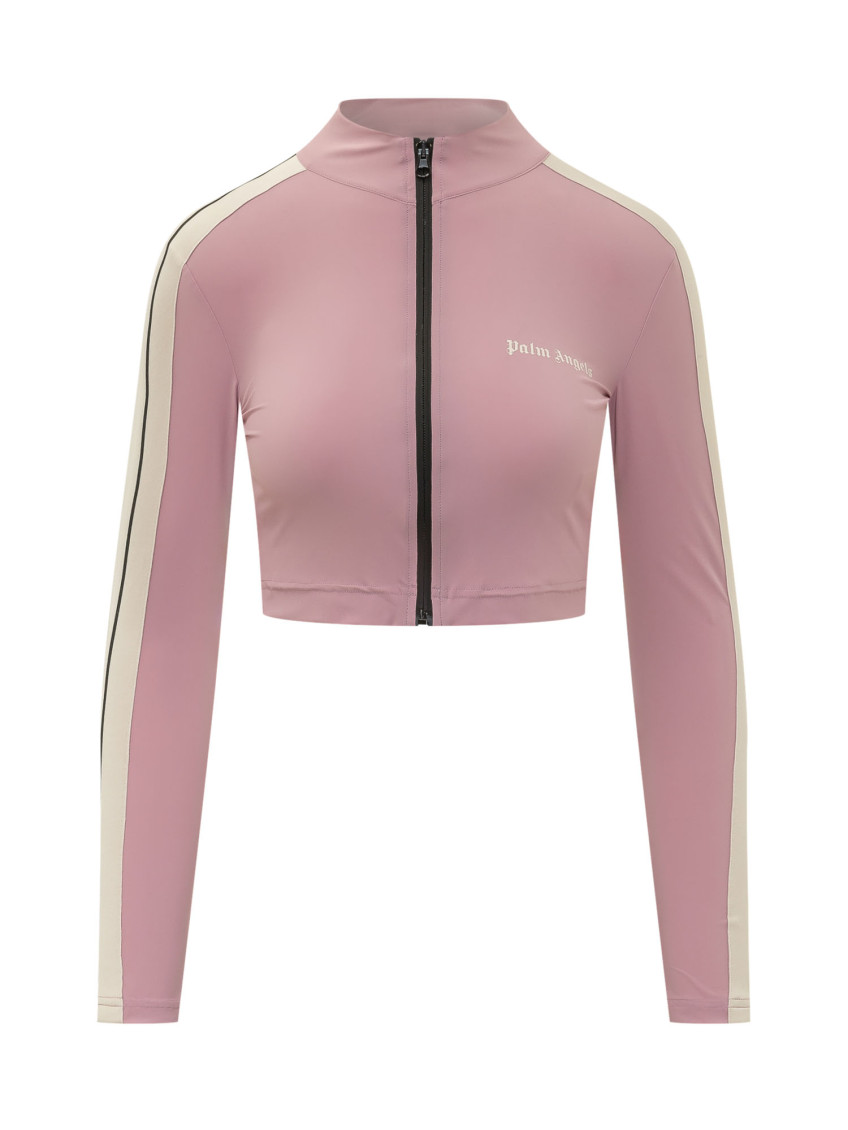 Pink Solid Mock Collar Jacket