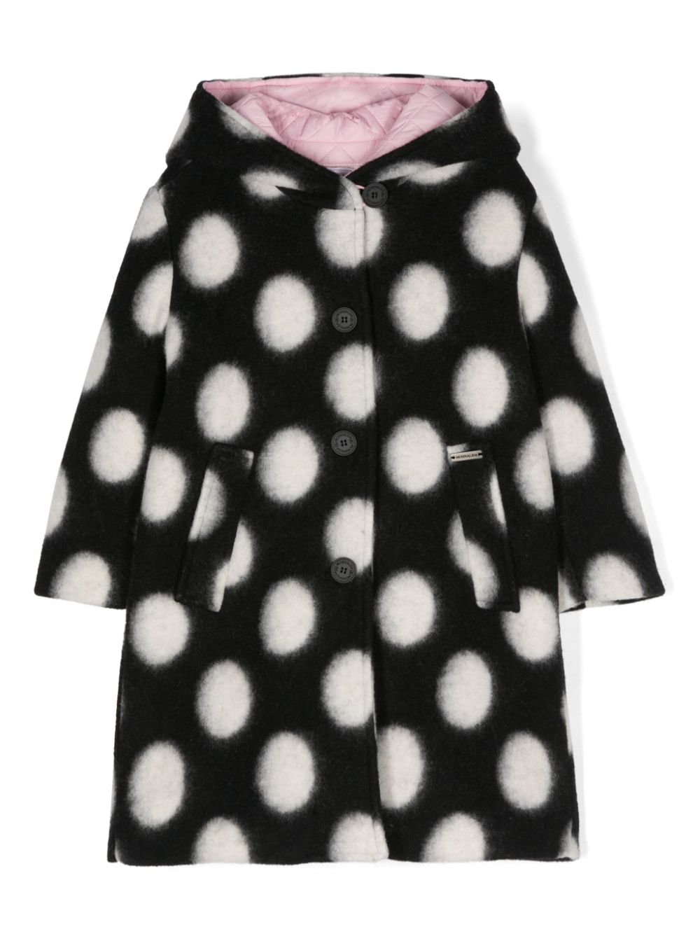 Polka-dot hooded coat - Black