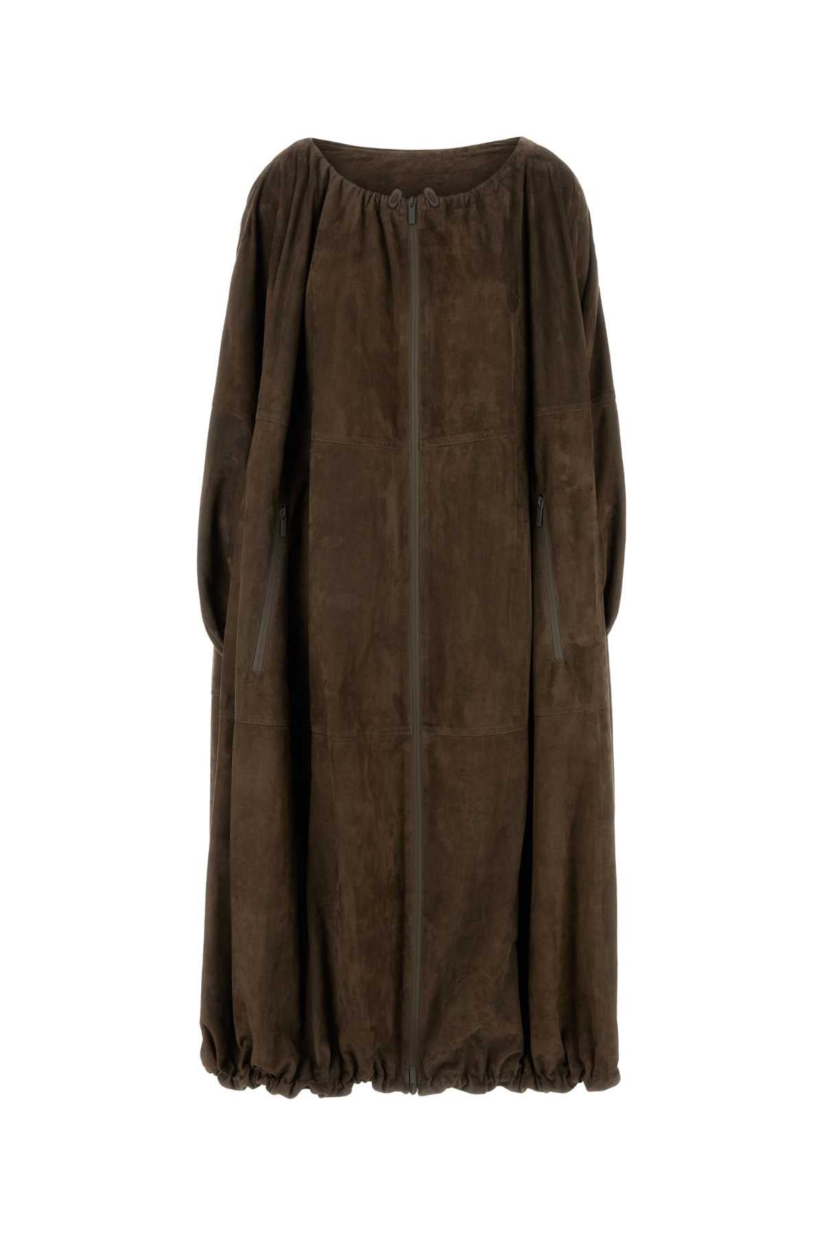Suede Coat — Brown