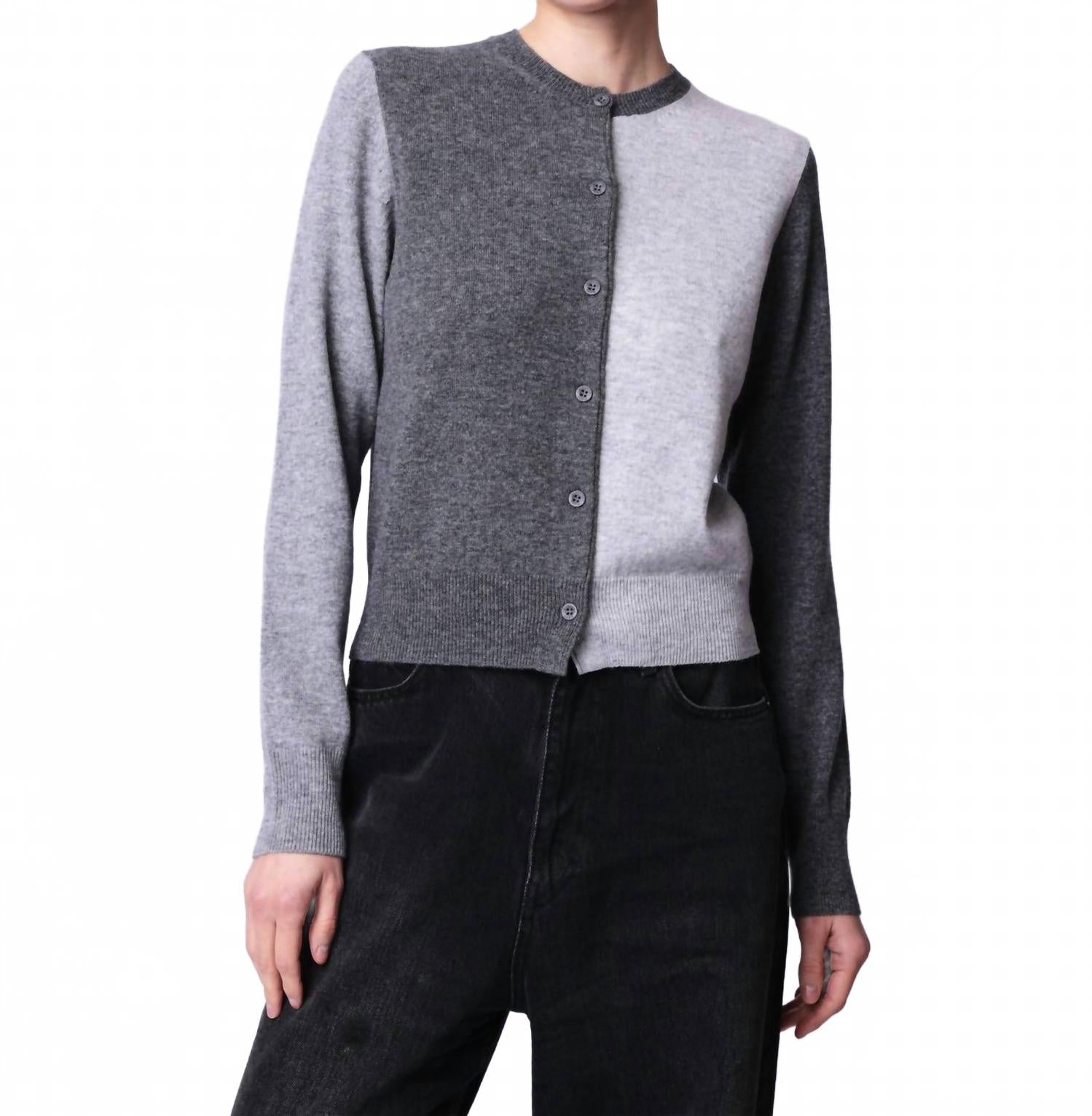 Camaieu Knit Cardigan In Grey Mix