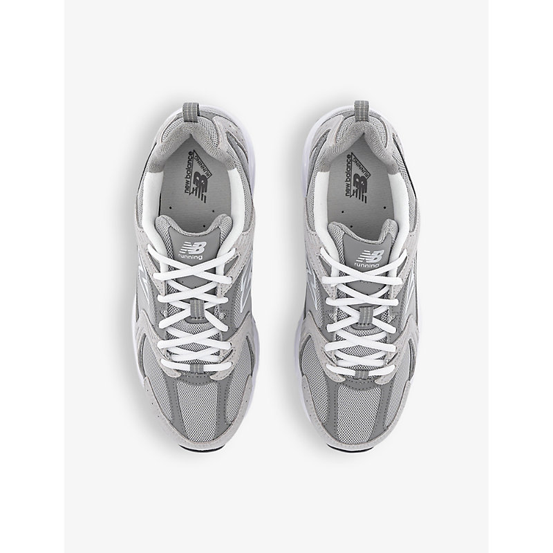 Mens Raincloud Grey White MR530 Logo-embossed Leather and Mesh Low-top Trainers