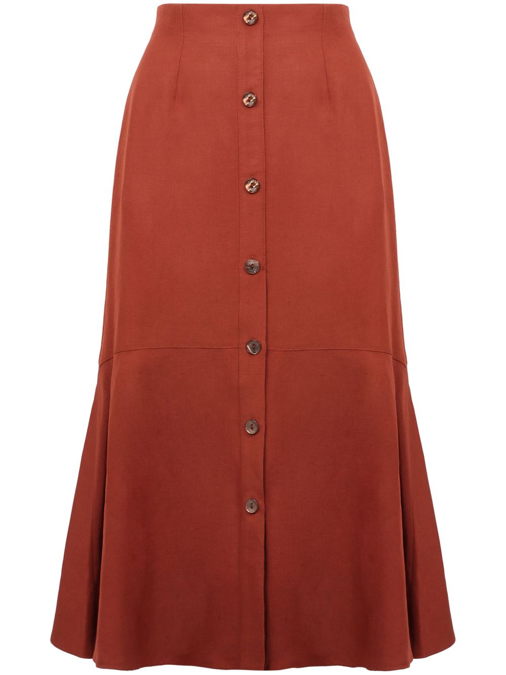 Button-fastening midi skirt - Red