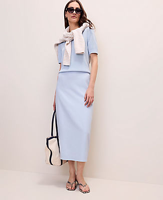 Ann Taylor The Clean Midi Skirt in Linen Blend