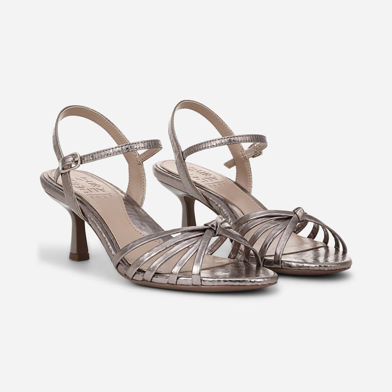 Tawny Dress Sandals, Pewter Snake Faux Leather