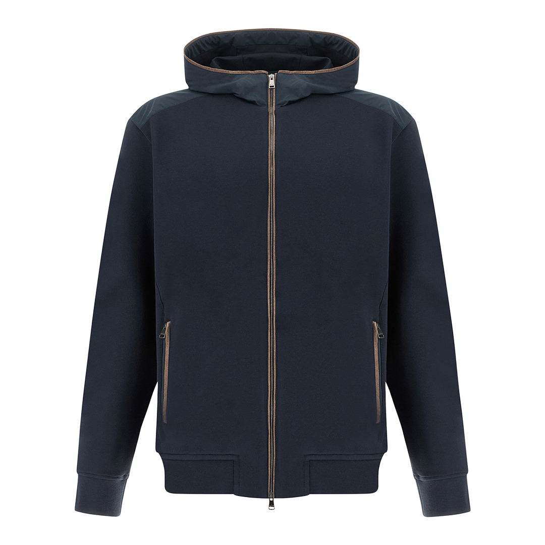 X‑Soft zip‑up sweatshirt in viscose with Alcantara® details, Man, Blue