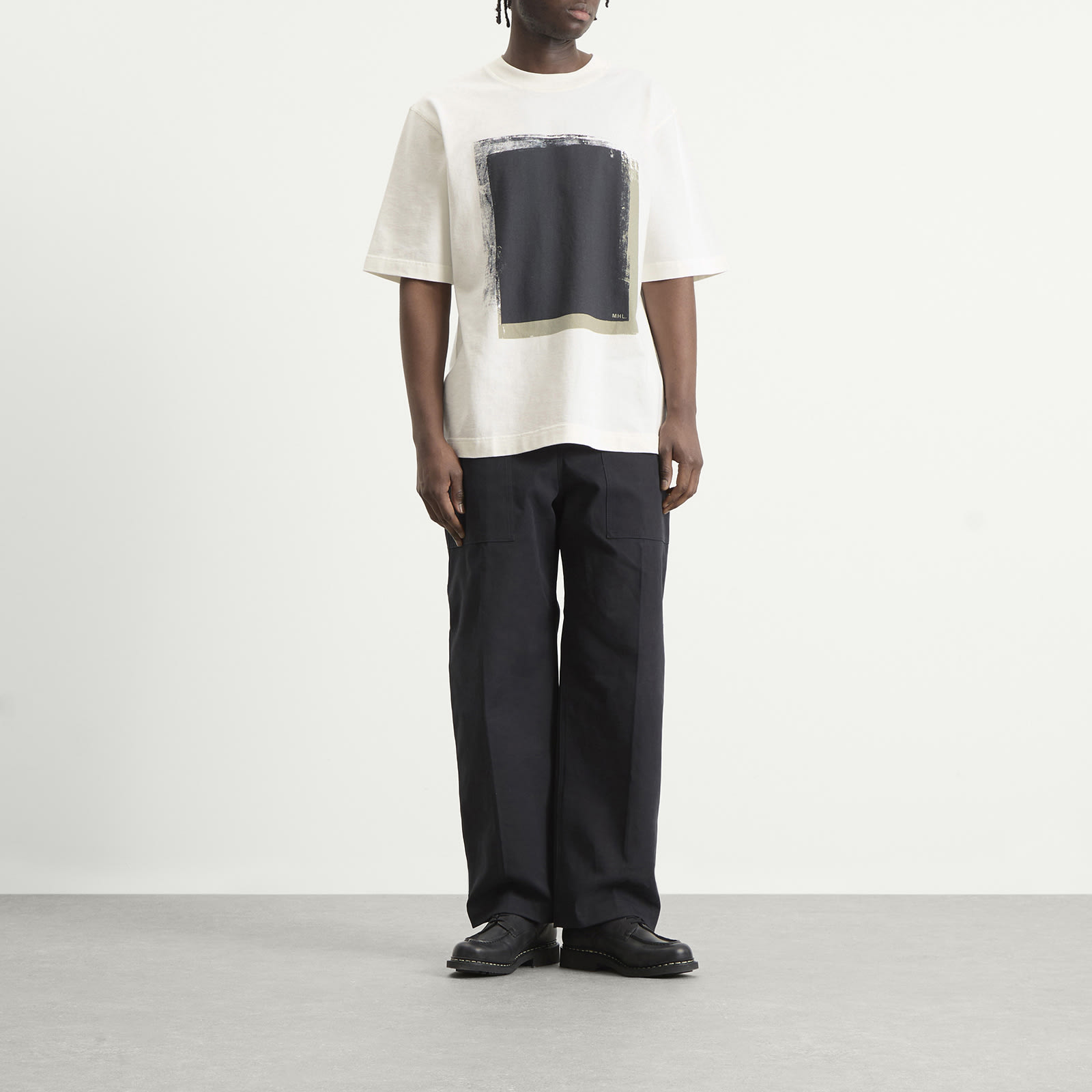 Men's Block Print T-Shirt in Off White
