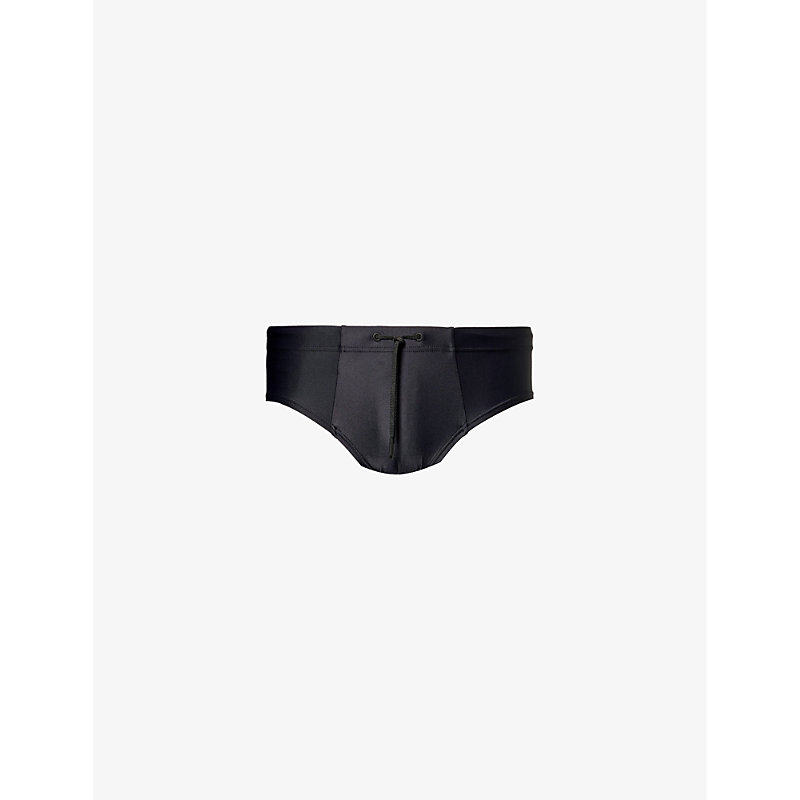 Mens Black Low-rise Stretch-recycled Nylon Swim Briefs