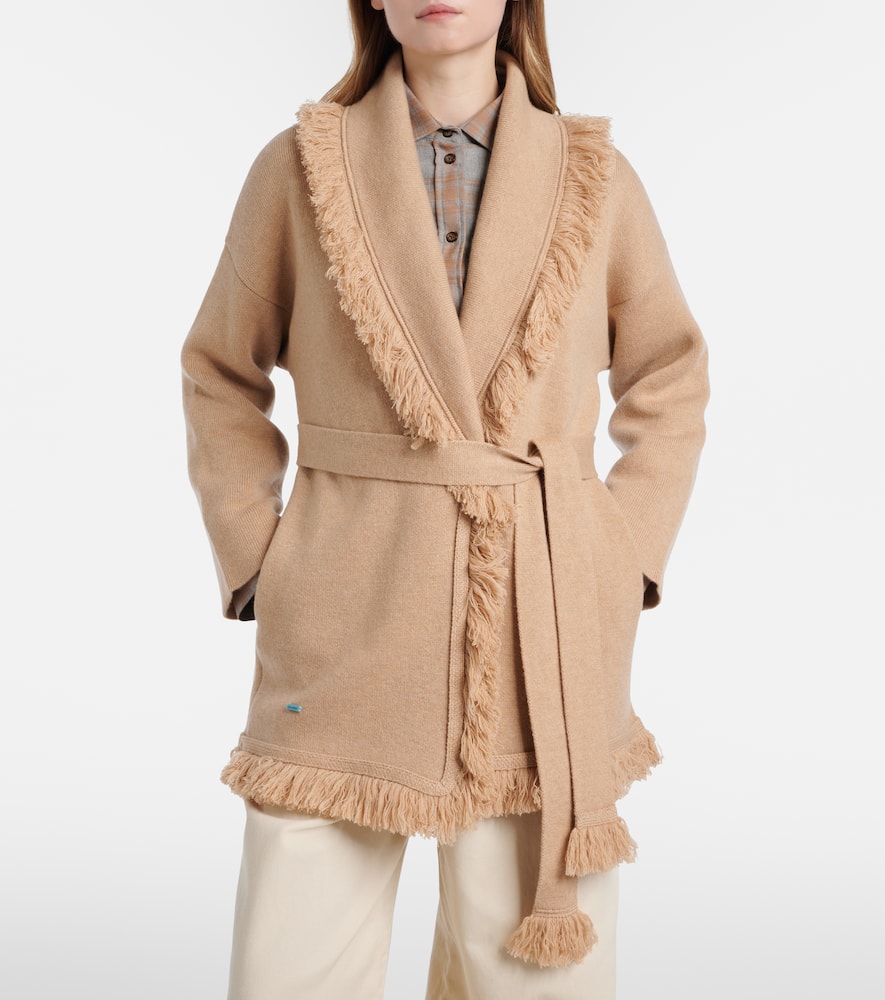 Finest fringed cashmere and cotton cardigan